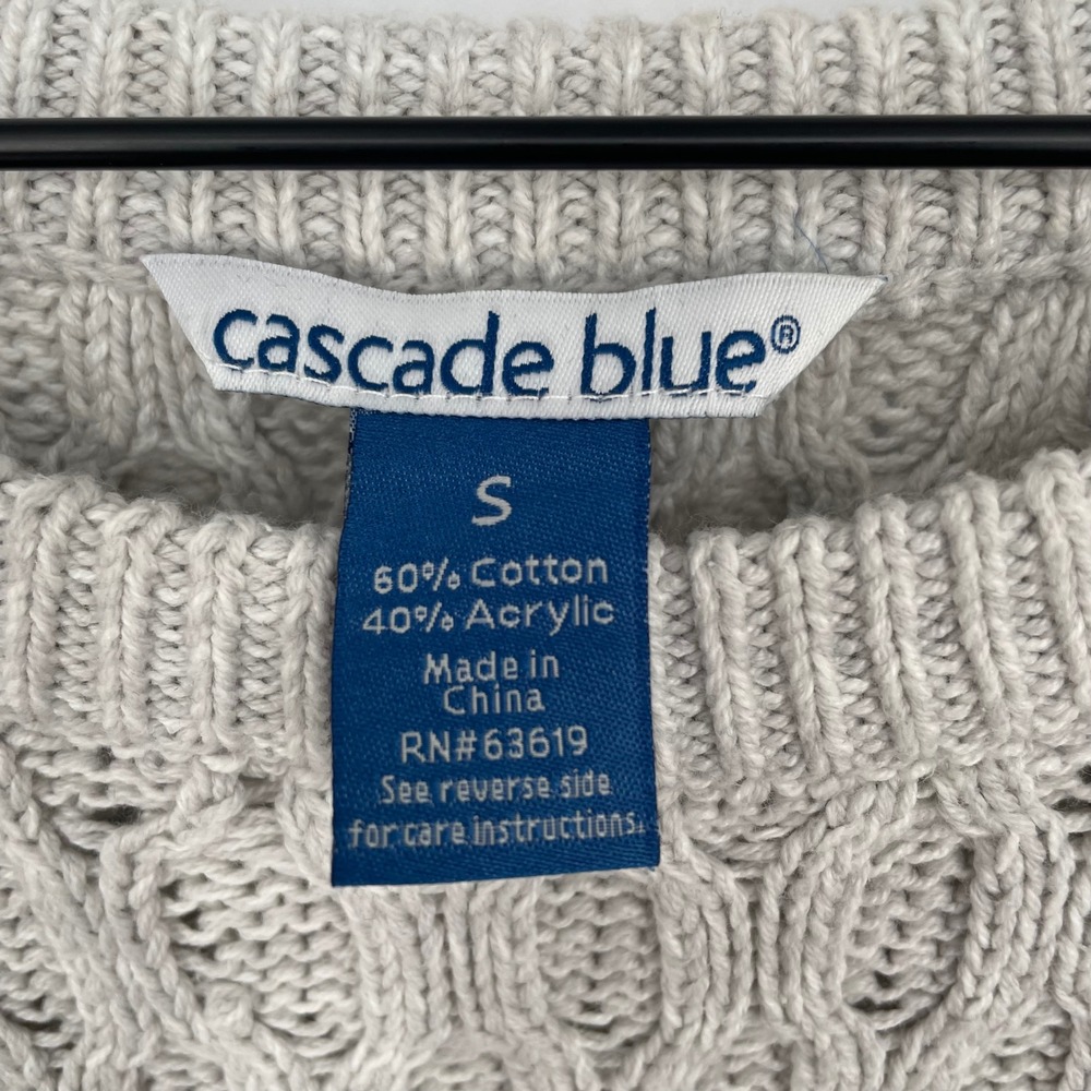 Cascade Blue Knit Sweater Crew Neck Long Sleeve Textured Gray Size S - Picture 3 of 5